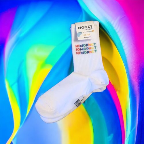 Носки мужские белые с принтом "Юморист" Mogzy